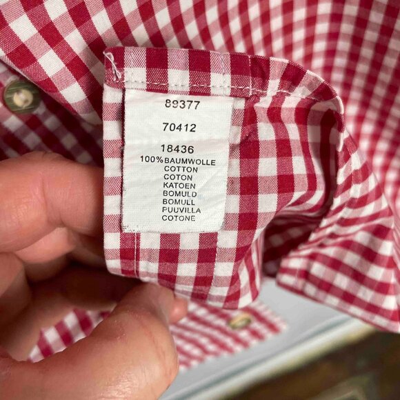 HAMMERSCHMID Red and White Checked Gingham Cotton Mens Shirt Button Up Size L - Picture 4 of 8